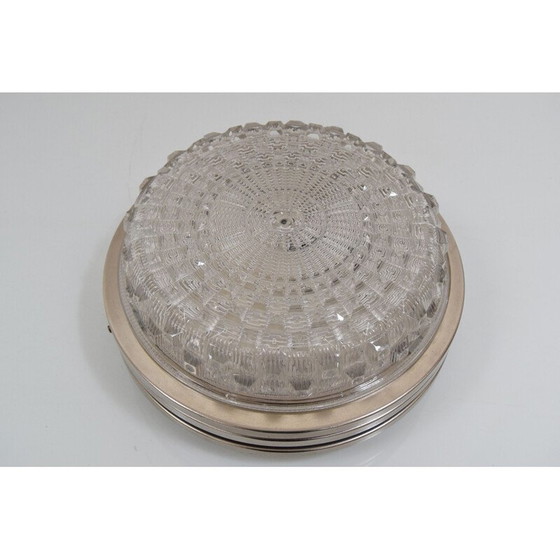 Image 1 of Vintage glass and metal ceiling light by Pokrok Zilina, Czechoslovakia 1970