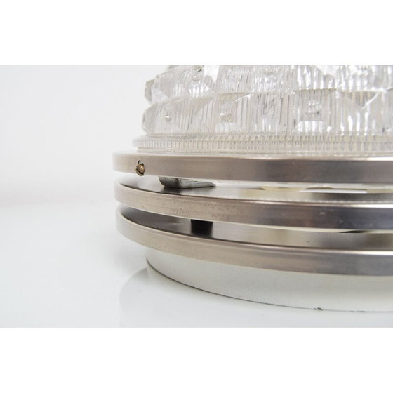 Image 1 of Vintage glass and metal ceiling light by Pokrok Zilina, Czechoslovakia 1970