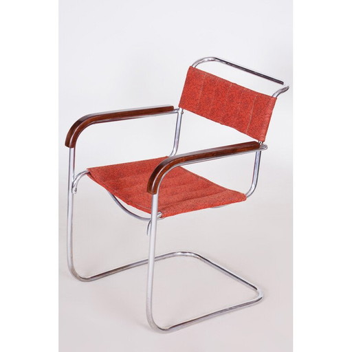 Vintage red Bauhaus armchair by Marcel Breuer for Mücke-Melder, 1930s