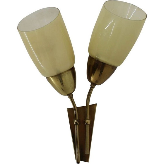 Image 1 of Vintage metal and gold brass wall lamp by Kmenicky Senov, 1950