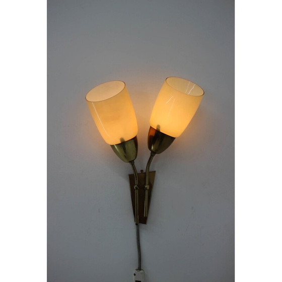 Image 1 of Vintage metal and gold brass wall lamp by Kmenicky Senov, 1950