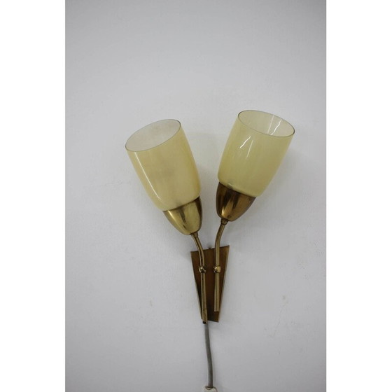 Image 1 of Vintage metal and gold brass wall lamp by Kmenicky Senov, 1950