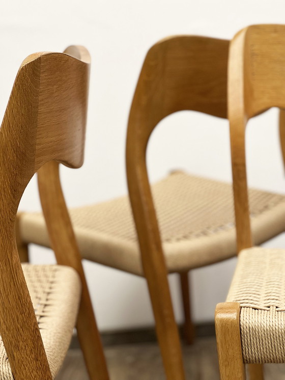 Image 1 of Mid-Century Danish Model 71 Chairs in Oak by Niels Otto Møller for J.L. Mollers, 1950s, Set of 6