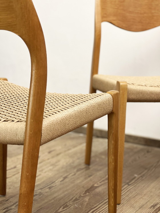 Image 1 of Mid-Century Danish Model 71 Chairs in Oak by Niels Otto Møller for J.L. Mollers, 1950s, Set of 6