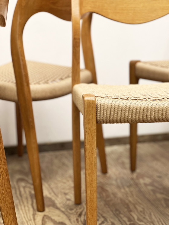 Image 1 of Mid-Century Danish Model 71 Chairs in Oak by Niels Otto Møller for J.L. Mollers, 1950s, Set of 6