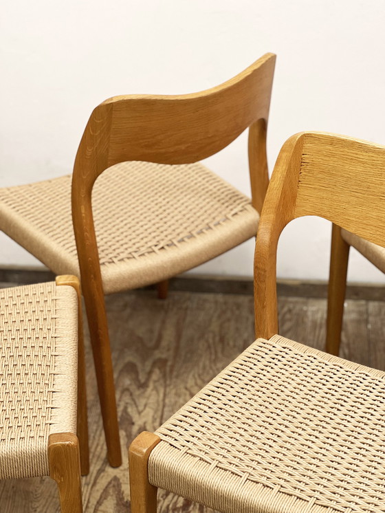 Image 1 of Mid-Century Danish Model 71 Chairs in Oak by Niels Otto Møller for J.L. Mollers, 1950s, Set of 6