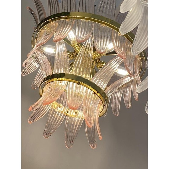 Image 1 of Contemporary Pink "Palmette" Murano Glass Chandelier