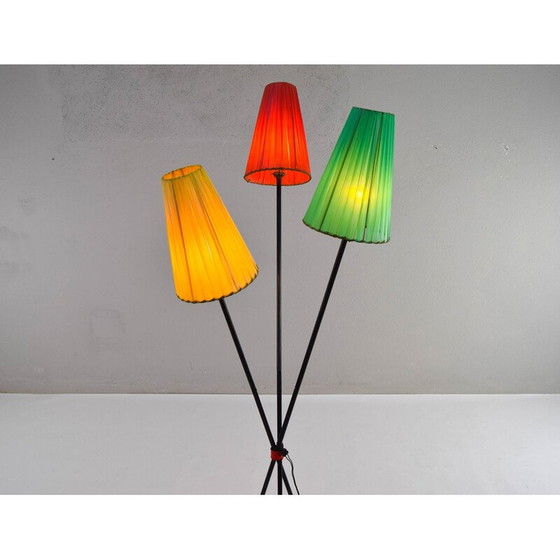 Image 1 of Vintage tripod floor lamp in iron bar, France 1950