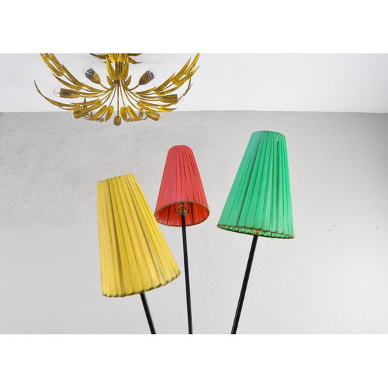 Image 1 of Vintage tripod floor lamp in iron bar, France 1950