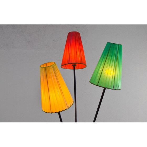 Image 1 of Vintage tripod floor lamp in iron bar, France 1950