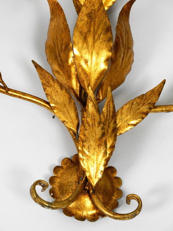 Image 1 of Rare 1970s large gilded Florentine wall lamp