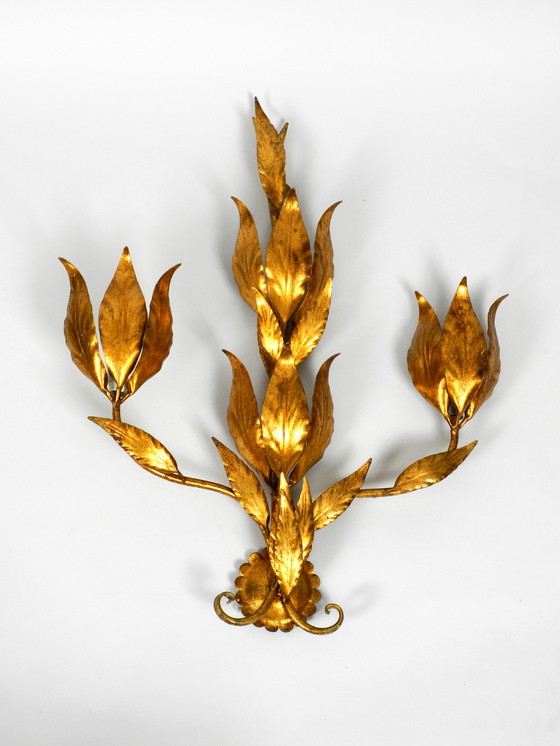 Image 1 of Rare 1970s large gilded Florentine wall lamp