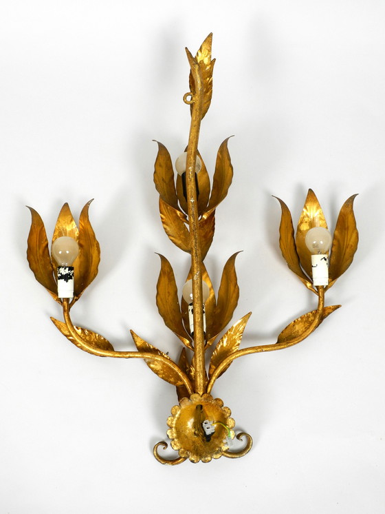 Image 1 of Rare 1970s large gilded Florentine wall lamp