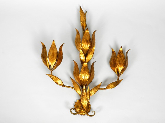 Image 1 of Rare 1970s large gilded Florentine wall lamp