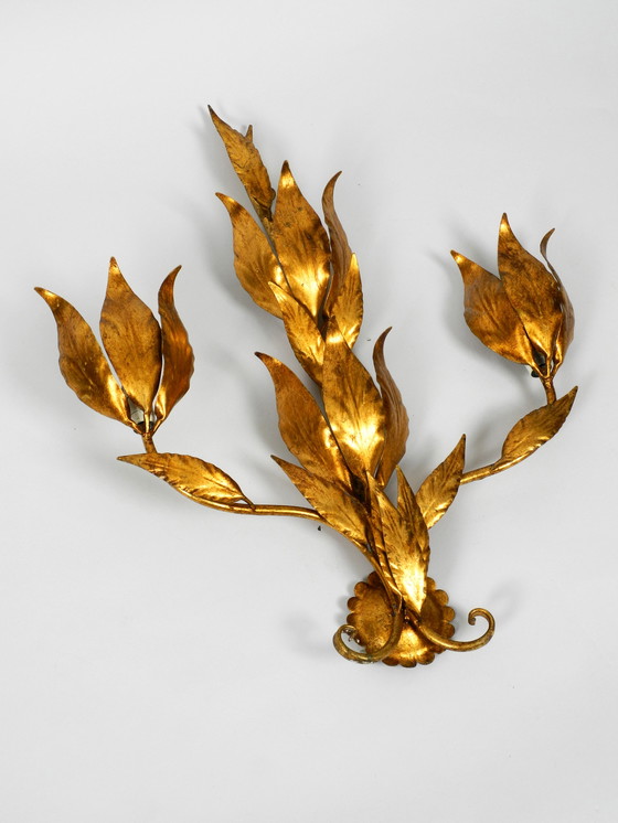 Image 1 of Rare 1970s large gilded Florentine wall lamp