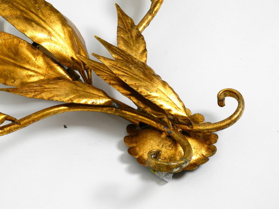 Image 1 of Rare 1970s large gilded Florentine wall lamp