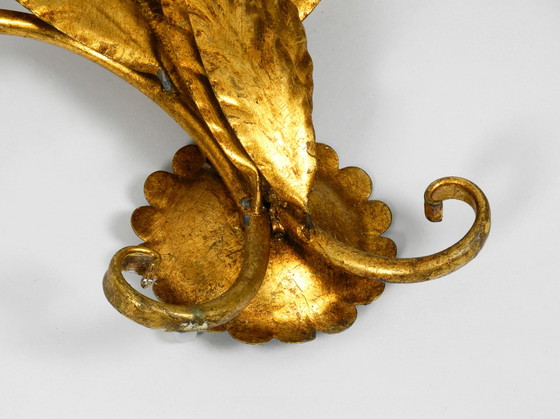 Image 1 of Rare 1970s large gilded Florentine wall lamp