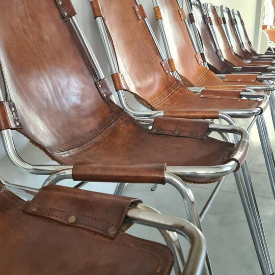 Image 1 of Set of 8 vintage leather dining chairs selected by Charlotte Perriand for Les Arcs, France 1960s