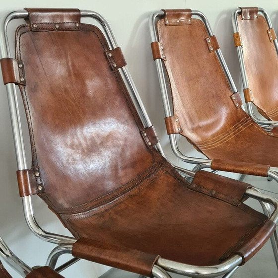 Image 1 of Set of 8 vintage leather dining chairs selected by Charlotte Perriand for Les Arcs, France 1960s