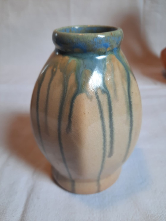 Image 1 of 5x faience potter vases, some Belgian Thulin.