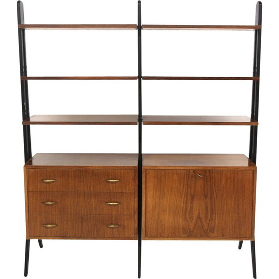 Image 1 of Libreria vintage in mogano e metallo, Svezia 1950