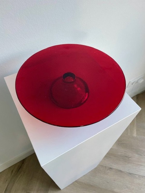 Image 1 of Serving Plate / Cake Plate Red Glass