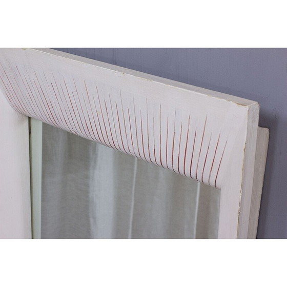 Image 1 of Specchio vintage a forma trapezoidale con cornice in legno, Italia 1950