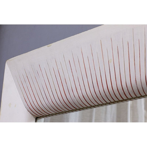 Image 1 of Specchio vintage a forma trapezoidale con cornice in legno, Italia 1950