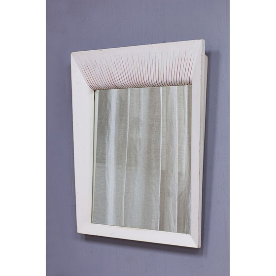Image 1 of Specchio vintage a forma trapezoidale con cornice in legno, Italia 1950