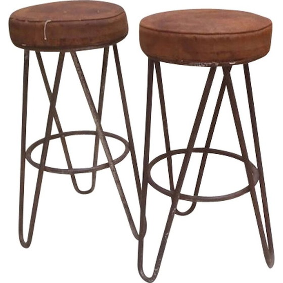 Image 1 of Pair of vintage chromed tubular metal stools "B114" by Marcel Breuer, 1930
