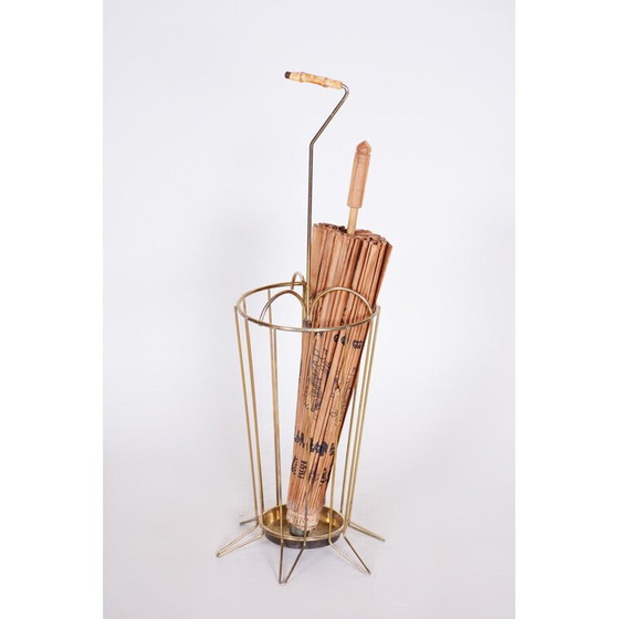 Image 1 of Vintage art deco brass umbrella stand, Czech Republic 1950