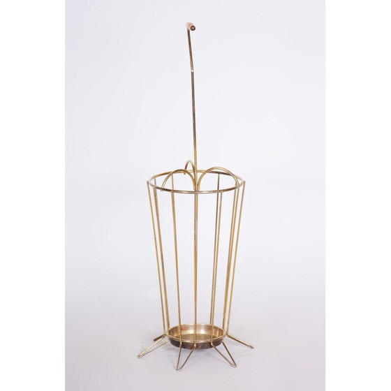 Image 1 of Vintage art deco brass umbrella stand, Czech Republic 1950