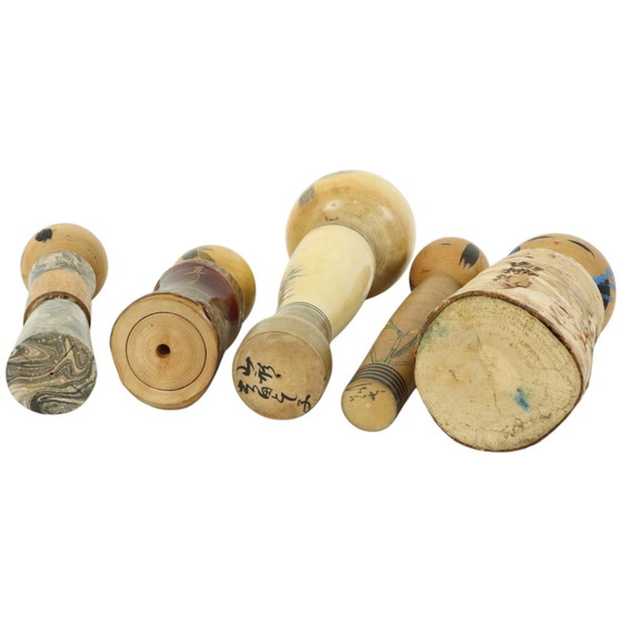 Image 1 of Lot Of 5 Kokeshi Dolls Japan