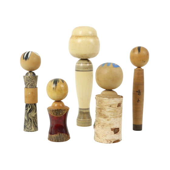 Image 1 of Lot Of 5 Kokeshi Dolls Japan