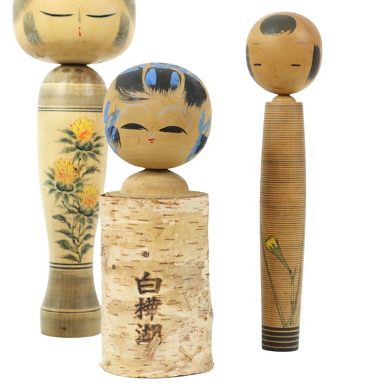 Image 1 of Lot Of 5 Kokeshi Dolls Japan