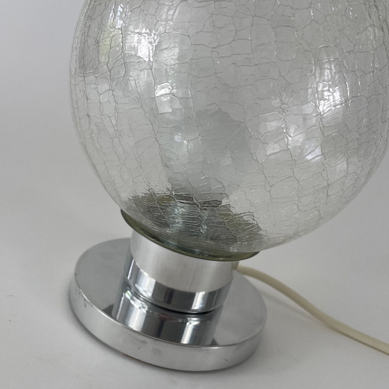 Image 1 of Lampe à poser Doria en aluminium et verre craquelé