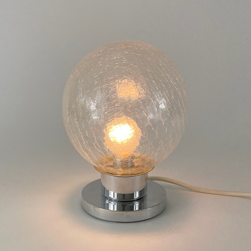 Doria Aluminium & Crackled Glass Table Lamp