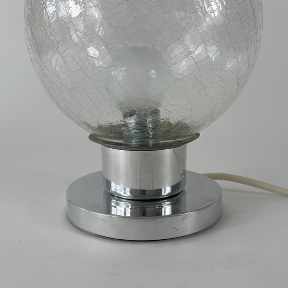 Image 1 of Lampe à poser Doria en aluminium et verre craquelé