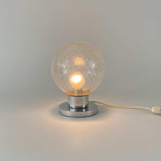 Doria Aluminium & Crackled Glass Table Lamp