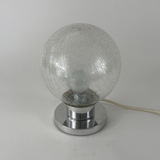 Image 1 of Lampe à poser Doria en aluminium et verre craquelé