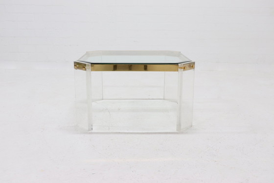 Image 1 of French Acrylic, Gold Plating and Glass Coffee Table 1970s