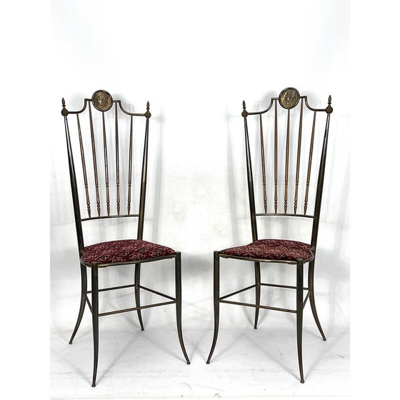 Image 1 of Pair of vintage brass Chiavari chairs, Italy 1950s