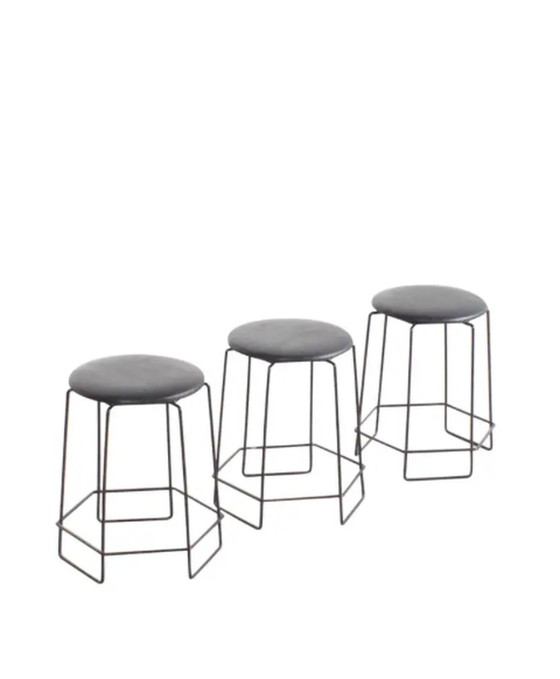 Image 1 of 3x Square Verner Panton Wire Stools