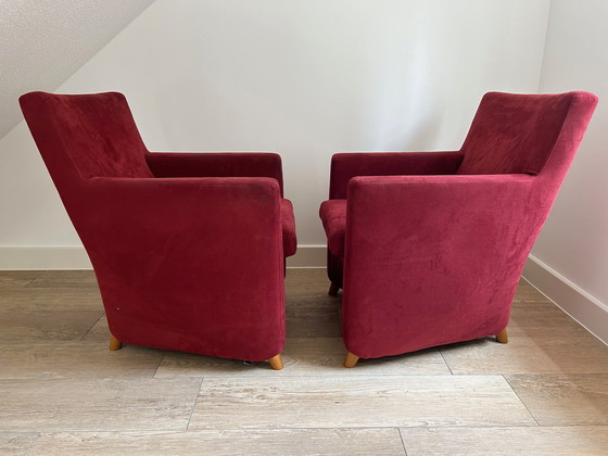 Image 1 of 2x fauteuils Leolux Dolcinea rouge alcantara