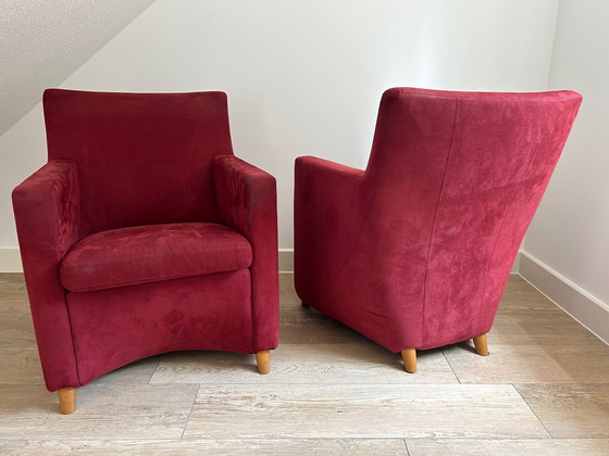 Image 1 of 2x fauteuils Leolux Dolcinea rouge alcantara