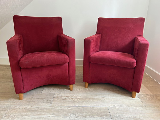 Image 1 of 2x fauteuils Leolux Dolcinea rouge alcantara