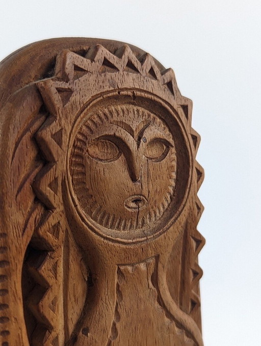 Danish Carved Wood Sculpture Signed