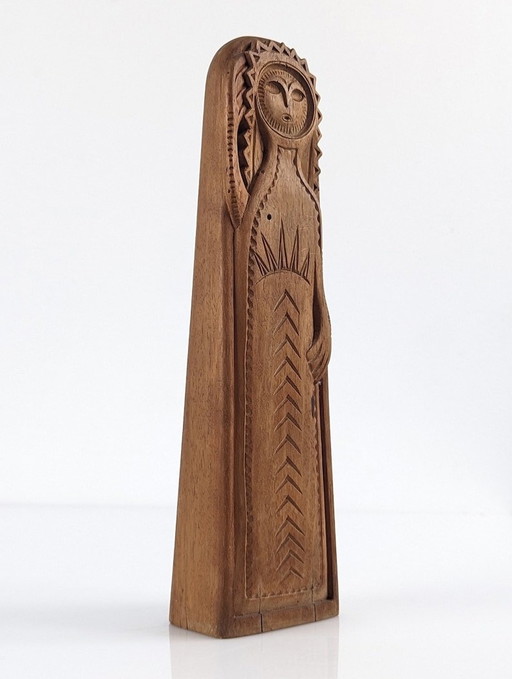 Danish Carved Wood Sculpture Signed