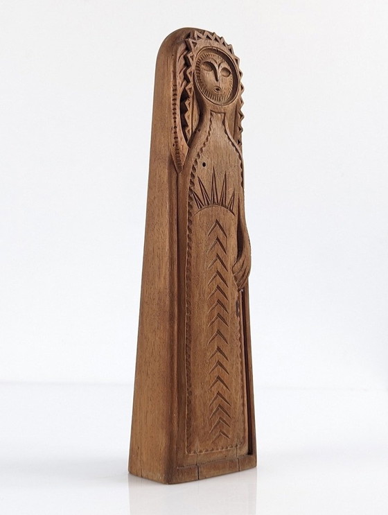 Image 1 of Danish Carved Wood Sculpture Signed