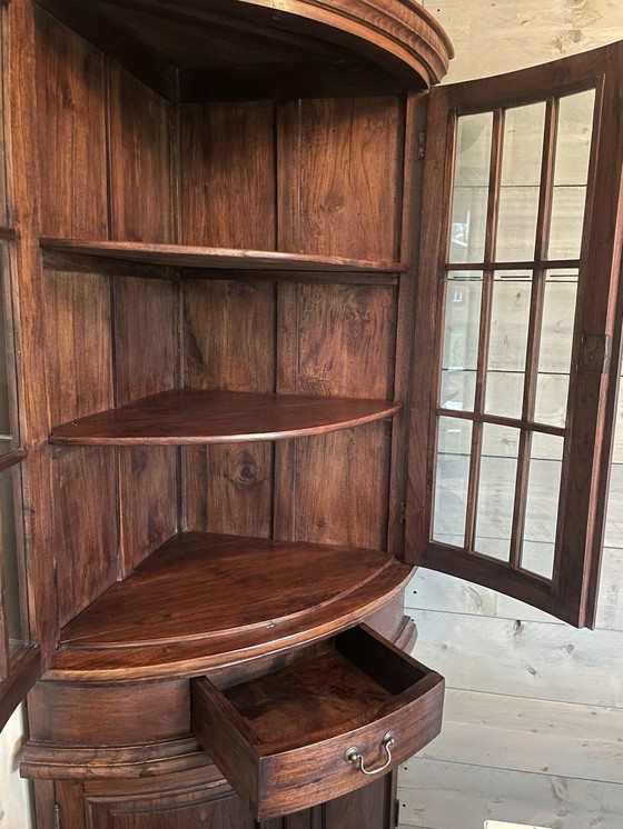 Image 1 of Mahogany 4 Door Corner Display Cabinet